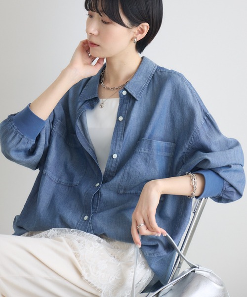 Paradise Picnic（パラダイスピクニック）の「WEB限定 Dignite Collier シアーデニムシャツ（シャツ/ブラウス・レディース・ブラック/ブルー・FREE）」の10枚目の写真