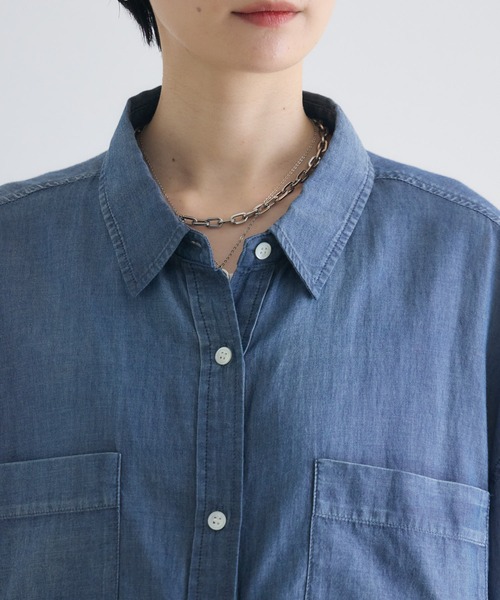 Paradise Picnic（パラダイスピクニック）の「WEB限定 Dignite Collier シアーデニムシャツ（シャツ/ブラウス・レディース・ブラック/ブルー・FREE）」の7枚目の写真
