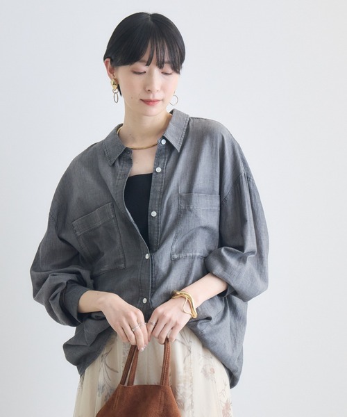 Paradise Picnic（パラダイスピクニック）の「WEB限定 Dignite Collier シアーデニムシャツ（シャツ/ブラウス・レディース・ブラック/ブルー・FREE）」の21枚目の写真