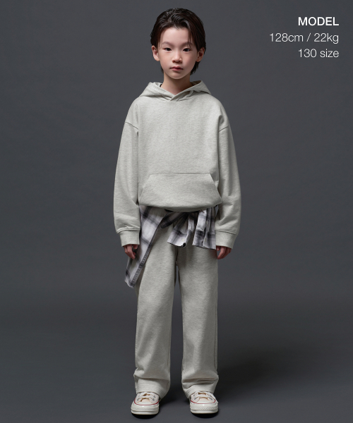 MUSINSA STANDARD KIDS（ムシンサスタンダードキッズ）の「オーバーサイズフードパーカースウェットシャツ＆ラウンジスウェットパンツセットアップ[オートミール]（セットアップ・レディース・その他・100/110/120/130/140/150/160）」の2枚目の写真