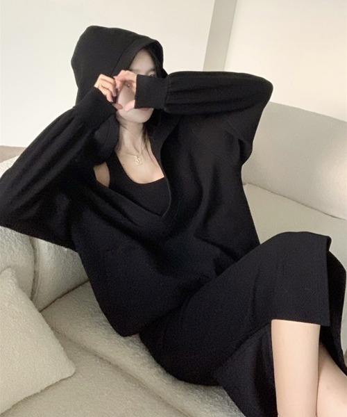 Miniministore（ミニミニストア）の「薄手スウェット上下春夏セットアップ韓国風（ワンピース・レディース・ブラック/ピンク・FREE）」の15枚目の写真