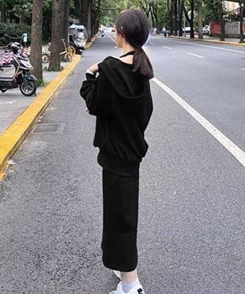Miniministore（ミニミニストア）の「薄手スウェット上下春夏セットアップ韓国風（ワンピース・レディース・ブラック/ピンク・FREE）」の19枚目の写真