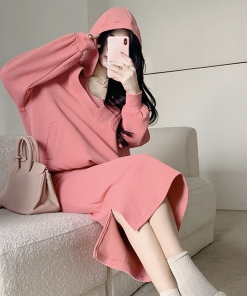Miniministore（ミニミニストア）の「薄手スウェット上下春夏セットアップ韓国風（ワンピース・レディース・ブラック/ピンク・FREE）」の21枚目の写真