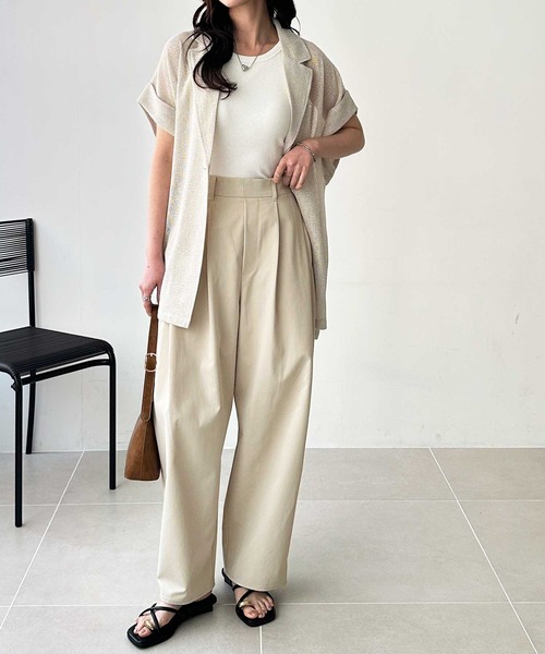 GeeRA(ジーラ)の「【S-XLサイズ展開/低身長サイズ有】カーブタックワイドパンツ(その他パンツ・レディース・ブラック/ライトベージュ/ベージュ・SMALL/MEDIUM/LARGE/X-LARGE)」の14枚目の写真