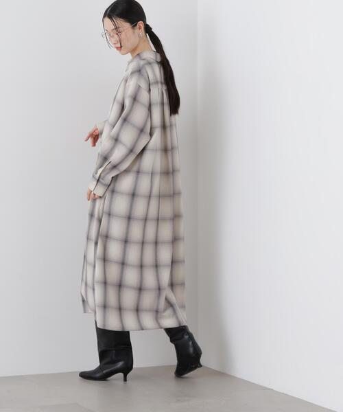 NANO universe（ナノユニバース）の「オンブレーツイルチェックシャツワンピース（シャツワンピース・レディース・ブルー/ベージュ/アイボリー・FREE）」の8枚目の写真