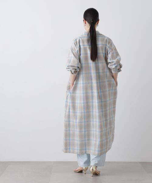 NANO universe（ナノユニバース）の「オンブレーツイルチェックシャツワンピース（シャツワンピース・レディース・ブルー/ベージュ/アイボリー・FREE）」の15枚目の写真