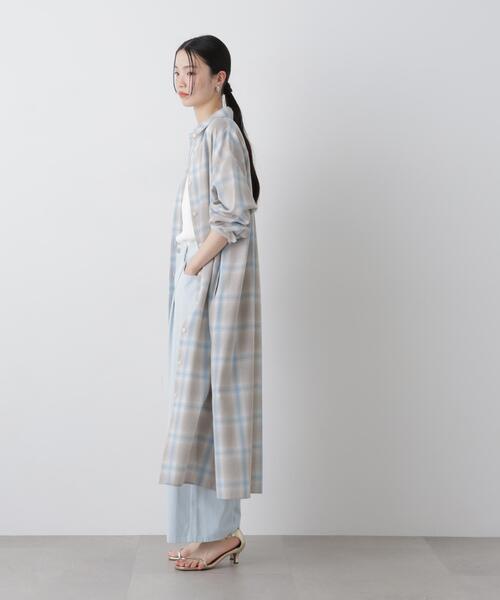 NANO universe（ナノユニバース）の「オンブレーツイルチェックシャツワンピース（シャツワンピース・レディース・ブルー/ベージュ/アイボリー・FREE）」の16枚目の写真