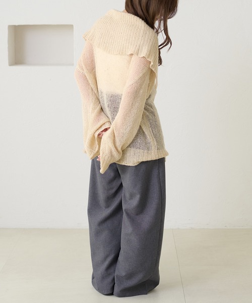 apres jour clair(アプレジュールクレア)の「【apres jour clair】ラメシアービッグ襟ニット(ニット/セーター・レディース・ピンクベージュ/グレー系その他/クリーム・X-LARGE/フリー)」の18枚目の写真