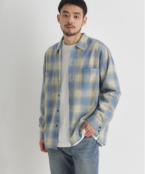 BACK NUMBER（バックナンバー）の「【BACK NUMBER】 オンブレチェック 長袖シャツ (ワークシャツ / ヴィンテージライク / 羽織り)（シャツ/ブラウス・メンズ・ブラック/ホワイト/ブルー・M/L/XL/S）」の3枚目の写真