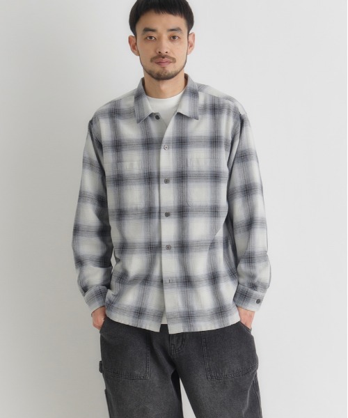 BACK NUMBER（バックナンバー）の「【BACK NUMBER】 オンブレチェック 長袖シャツ (ワークシャツ / ヴィンテージライク / 羽織り)（シャツ/ブラウス・メンズ・ブラック/ホワイト/ブルー・M/L/XL/S）」の20枚目の写真