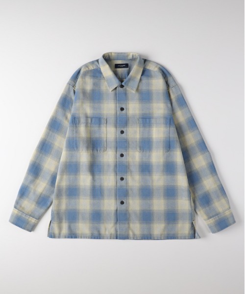 BACK NUMBER（バックナンバー）の「【BACK NUMBER】 オンブレチェック 長袖シャツ (ワークシャツ / ヴィンテージライク / 羽織り)（シャツ/ブラウス・メンズ・ブラック/ホワイト/ブルー・M/L/XL/S）」の5枚目の写真