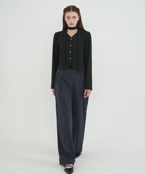 MICANE（ミケーネ）の「アニマストライプワンタックワイドスラックス（スラックス・レディース・ブラック/チャコール・X-SMALL/SMALL/MEDIUM/LARGE/X-LARGE/XX-LARGE）」の5枚目の写真