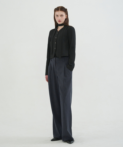 MICANE（ミケーネ）の「アニマストライプワンタックワイドスラックス（スラックス・レディース・ブラック/チャコール・X-SMALL/SMALL/MEDIUM/LARGE/X-LARGE/XX-LARGE）」の6枚目の写真