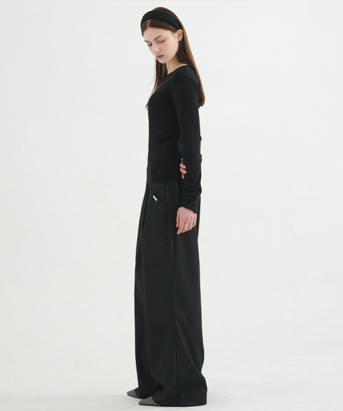 MICANE（ミケーネ）の「アニマストライプワンタックワイドスラックス（スラックス・レディース・ブラック/チャコール・X-SMALL/SMALL/MEDIUM/LARGE/X-LARGE/XX-LARGE）」の12枚目の写真