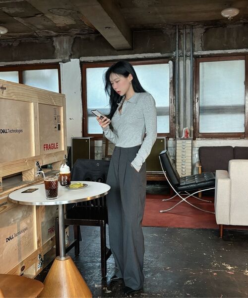 MICANE（ミケーネ）の「アニマストライプワンタックワイドスラックス（スラックス・レディース・ブラック/チャコール・X-SMALL/SMALL/MEDIUM/LARGE/X-LARGE/XX-LARGE）」の17枚目の写真