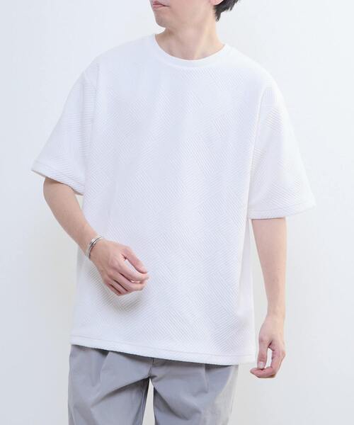 MASTER FRAME（マスターフレーム ）の「【MASTER FRAME/マスターフレーム】ブリスタージャガードクルーネックTシャツ（Tシャツ/カットソー・メンズ・ホワイト/ブルーグレー/ブラック・3/4/2）」の2枚目の写真