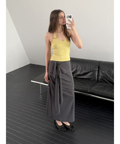 ASURA(アスラ)の「TUK WRAP SKIRT (CHARCOAL)(スカート・レディース・その他・OS)」の2枚目の写真