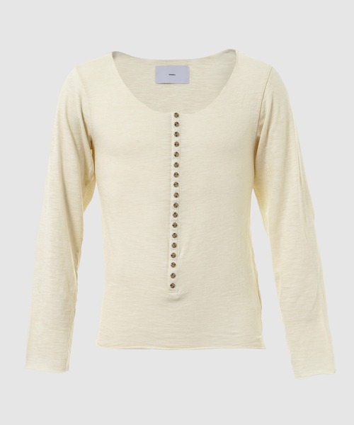 SUGARHILL(シュガーヒル)の「HENRY NECK LONG SLEEVE TEE(Tシャツ/カットソー・メンズ・ブラック/ホワイト系その他・1/2)」の1枚目の写真