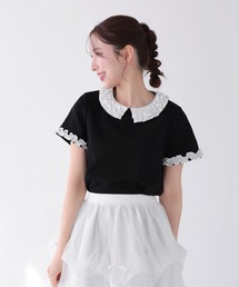 ボートネック裾チュールトップス（Tシャツ/カットソー）｜Fit more