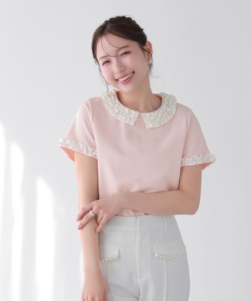 Fit more(フィットモア)の「フリルカラーカットソートップス(Tシャツ/カットソー・レディース・ホワイト/ピンク/ブラック・FREE)」の17枚目の写真