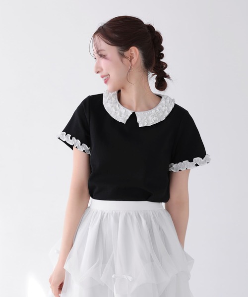 Fit more(フィットモア)の「フリルカラーカットソートップス(Tシャツ/カットソー・レディース・ホワイト/ピンク/ブラック・FREE)」の20枚目の写真