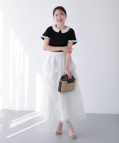 Fit more(フィットモア)の「フリルカラーカットソートップス(Tシャツ/カットソー・レディース・ホワイト/ピンク/ブラック・FREE)」の22枚目の写真
