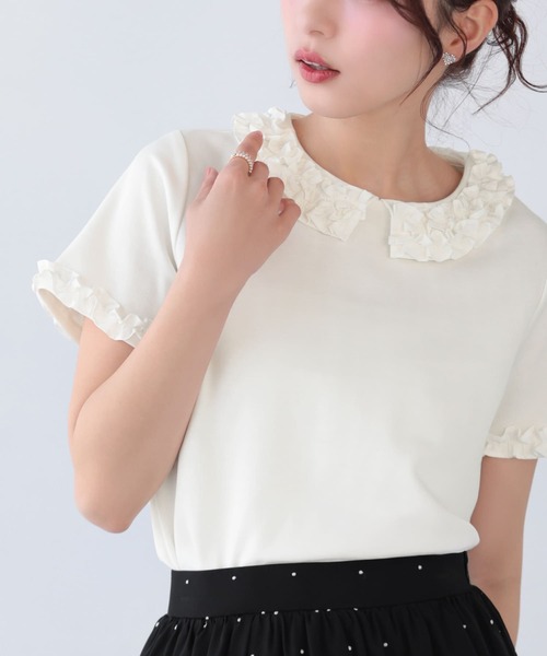 Fit more(フィットモア)の「フリルカラーカットソートップス(Tシャツ/カットソー・レディース・ホワイト/ピンク/ブラック・FREE)」の6枚目の写真