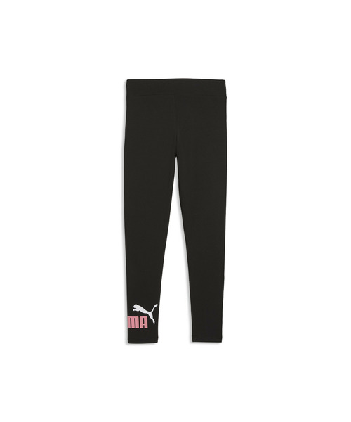 PUMA（プーマ）の「PUMA プーマ ガールズ ESS 2 カラー NO1 ロゴ レギンス 120-160cm（レギンス/スパッツ・キッズ・ブラック×ピンク・160/130/120/150/140）」の2枚目の写真