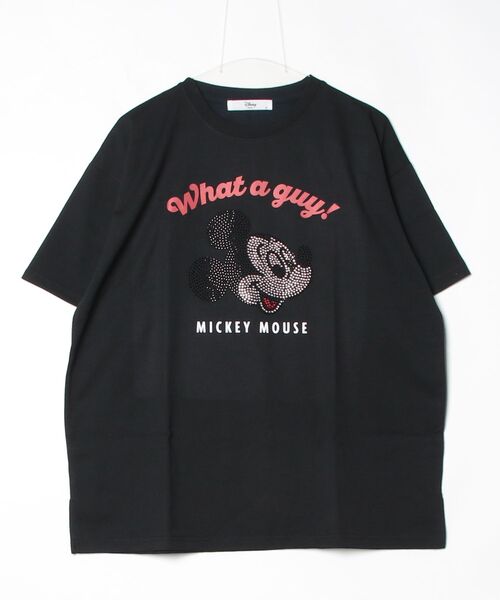 Disney(ディズニー)の「【DISNEY/ディズニー】ミッキーマウス ラインストーン半袖Tシャツ(Tシャツ/カットソー・レディース・トップグレー/サックスブルー/ブラック/ラベンダー・LARGE/MEDIUM)」の6枚目の写真