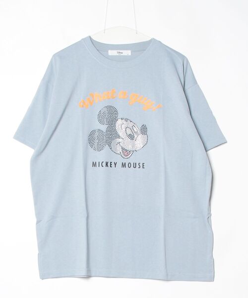 Disney(ディズニー)の「【DISNEY/ディズニー】ミッキーマウス ラインストーン半袖Tシャツ(Tシャツ/カットソー・レディース・トップグレー/サックスブルー/ブラック/ラベンダー・LARGE/MEDIUM)」の8枚目の写真