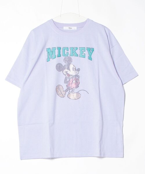 Disney(ディズニー)の「【DISNEY/ディズニー】ミッキーマウス ラインストーン半袖Tシャツ(Tシャツ/カットソー・レディース・トップグレー/サックスブルー/ブラック/ラベンダー・LARGE/MEDIUM)」の9枚目の写真