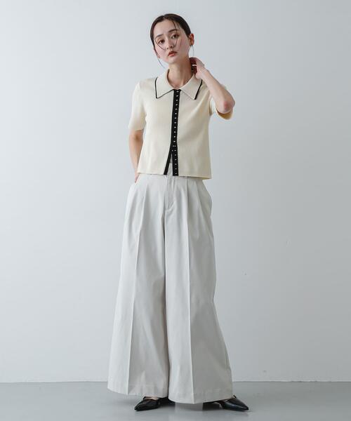 SENSE OF PLACE by URBAN RESEARCH（センスオブプレイスバイアーバンリサーチ）の「バイカラーエリツキホックニット（ニット/セーター・レディース・ブルー/アイボリー/ブラック・ONE）」の9枚目の写真