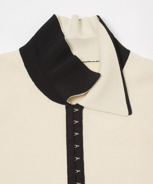 SENSE OF PLACE by URBAN RESEARCH（センスオブプレイスバイアーバンリサーチ）の「バイカラーエリツキホックニット（ニット/セーター・レディース・ブルー/アイボリー/ブラック・ONE）」の12枚目の写真