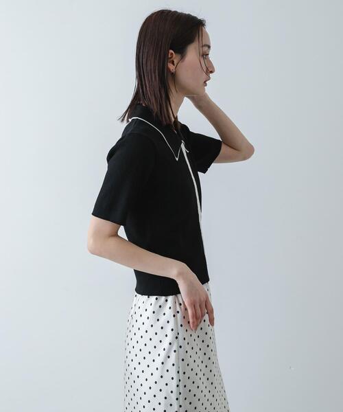 SENSE OF PLACE by URBAN RESEARCH（センスオブプレイスバイアーバンリサーチ）の「バイカラーエリツキホックニット（ニット/セーター・レディース・ブルー/アイボリー/ブラック・ONE）」の15枚目の写真