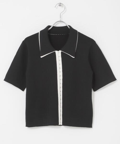 SENSE OF PLACE by URBAN RESEARCH（センスオブプレイスバイアーバンリサーチ）の「バイカラーエリツキホックニット（ニット/セーター・レディース・ブルー/アイボリー/ブラック・ONE）」の19枚目の写真