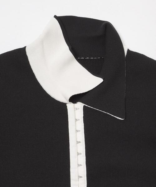 SENSE OF PLACE by URBAN RESEARCH（センスオブプレイスバイアーバンリサーチ）の「バイカラーエリツキホックニット（ニット/セーター・レディース・ブルー/アイボリー/ブラック・ONE）」の20枚目の写真