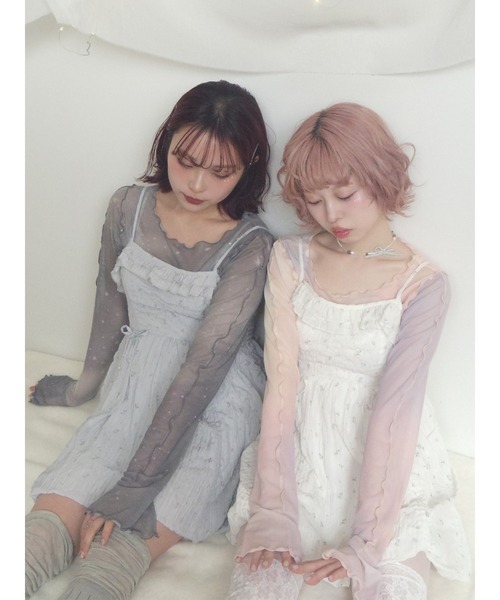 merry jenny（メリージェニー）の「sistars sheer tops（Tシャツ/カットソー・レディース・グレー/ピンク・FREE）」の3枚目の写真