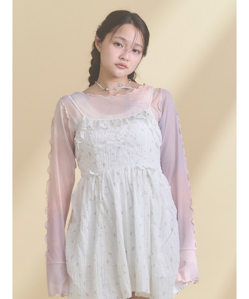 merry jenny（メリージェニー）の「sistars sheer tops（Tシャツ/カットソー・レディース・グレー/ピンク・FREE）」の6枚目の写真