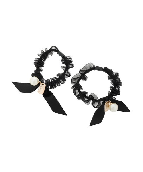 Edit Sheen（エディットシーン）の「パールポイントミニシュシュセット（ヘアゴム・レディース・ブラック・FREE）」の3枚目の写真