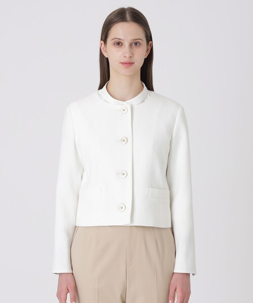 BLUE LABEL CRESTBRIDGE(ブルーレーベルクレストブリッジ)の「ストレッチダンガリーノーカラージャケット(ノーカラージャケット・レディース・ブラック/オフホワイト・38/36)」の14枚目の写真