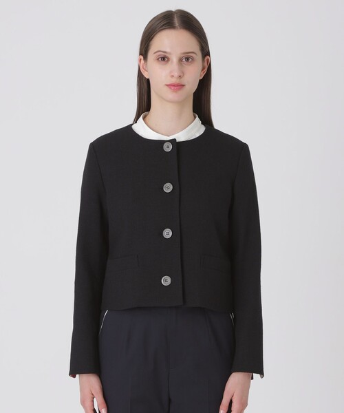 BLUE LABEL CRESTBRIDGE(ブルーレーベルクレストブリッジ)の「ストレッチダンガリーノーカラージャケット(ノーカラージャケット・レディース・ブラック/オフホワイト・38/36)」の6枚目の写真