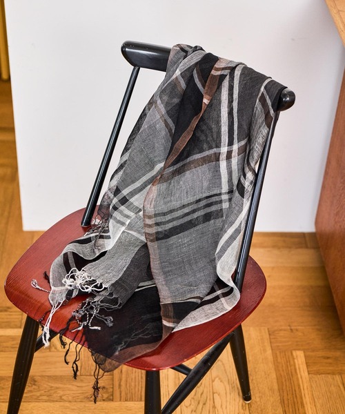 studio CLIP(スタディオクリップ)の「フレンチリネンチェック柄ストール(ストール/ショール・レディース・イエロー/ブラック/ピンク/レッド・FREE)」の1枚目の写真