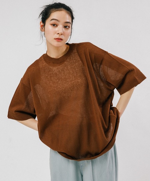 EKAL（エカル）の「ハイゲージニットT（ニット/セーター・レディース・キャメル/パープル/グレー/杢グレー・FREE）」の4枚目の写真