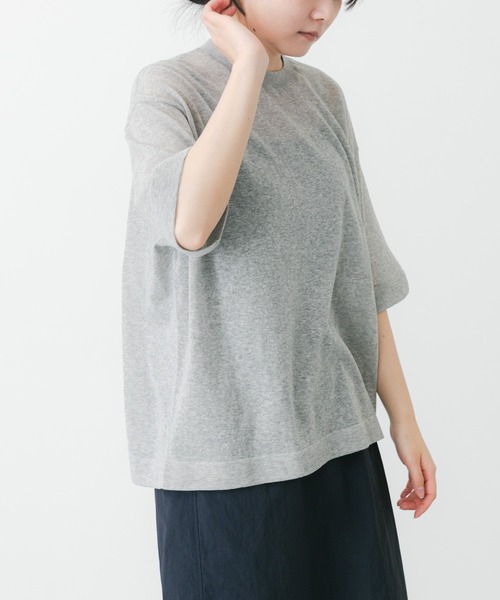 EKAL（エカル）の「ハイゲージニットT（ニット/セーター・レディース・キャメル/パープル/グレー/杢グレー・FREE）」の5枚目の写真