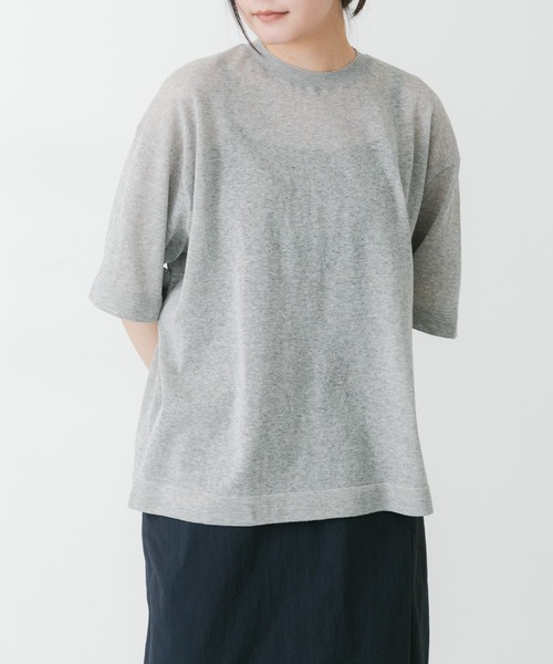 EKAL（エカル）の「ハイゲージニットT（ニット/セーター・レディース・キャメル/パープル/グレー/杢グレー・FREE）」の6枚目の写真