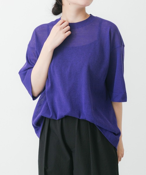 EKAL（エカル）の「ハイゲージニットT（ニット/セーター・レディース・キャメル/パープル/グレー/杢グレー・FREE）」の17枚目の写真