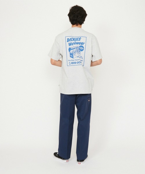Dickies（ディッキーズ）の「Dickies/ディッキーズ ドライ リッジ Tシャツ 半袖/バックプリントTシャツ/ロゴTシャツ（Tシャツ/カットソー・メンズ・ライトグレー/ブラック・MEDIUM/LARGE/X-LARGE/SMALL）」の6枚目の写真