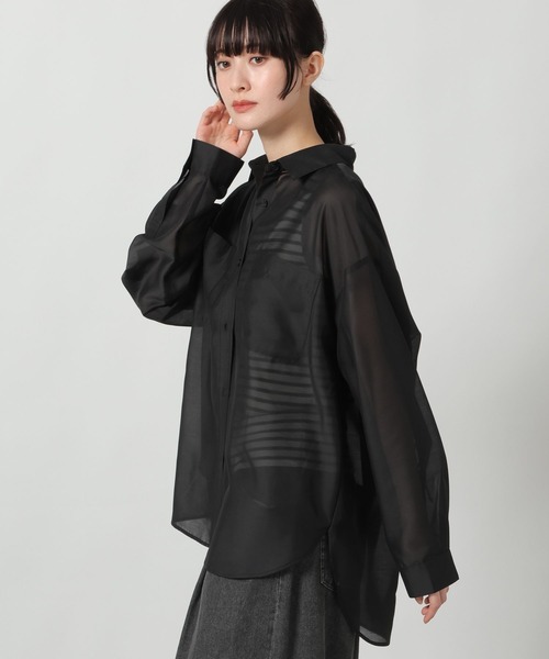 LAKOLE(ラコレ)の「シアーオーバーサイズシャツ / 654285(シャツ/ブラウス・レディース・オフホワイト/ブラック/グリーン/サックスブルー・FREE)」の15枚目の写真