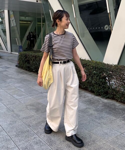 DISCOAT(ディスコート)の「マルチボーダー5分袖(Tシャツ/カットソー・レディース・ブラック/グレー/ライトベージュ/ライトグレー/ブルー・FREE)」の15枚目の写真