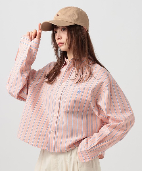 BEVERLY HILLS POLO CLUB（ビバリーヒルズポロクラブ）の「【BEVERLY HILLS POLO CLUB】別注ストライプシャツ（シャツ/ブラウス・レディース・オレンジ/ブルー/サックスブルー/イエロー・FREE）」の4枚目の写真